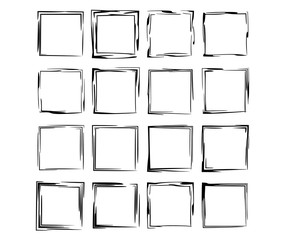Set of black rectangle empy grunge frames.  Vector illustration.
