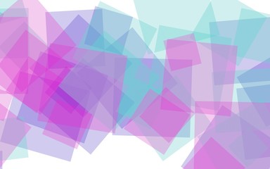 Obraz premium Multicolored translucent squares on white background. Pink tones. 3D illustration