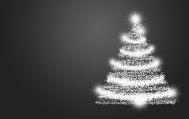 Fondo negro con pino iluminado de navidad.