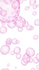 Ethereum economic financial bubble. Cryptocurrency 3D illustration. Business concept. Pink bubbles on white background. Bit, Coin, mining concept