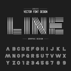 font and alphabet vector, Line letter design and graphic text on back background
