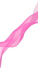 Abstract pink wave. Bright pink ribbon on white background. Pink scarf. Abstract smoke. Raster air background. Vertical image orientation. 3D illustration
