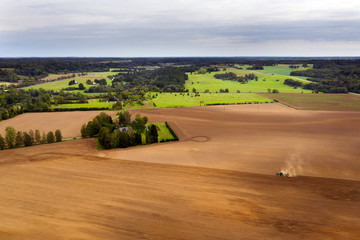 Fototapeta premium Brown agricultural fields in autumn time.