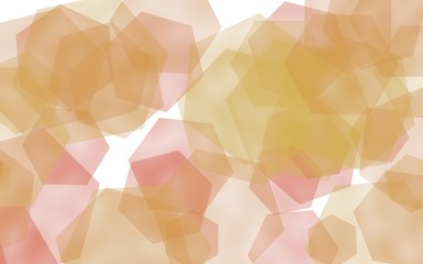 Multicolored translucent hexagons on white background. Orange tones. 3D illustration