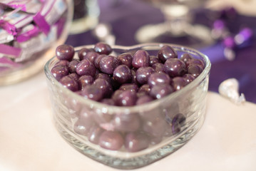 grape chewy sour balls in Heart Dish