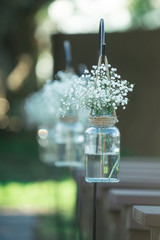 Baby's Breath in Mason Jars Isle Deco