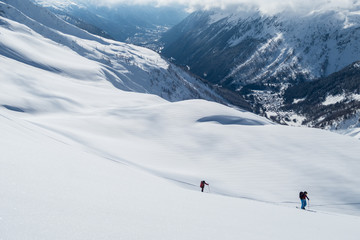 splitboarding in chamonix in the french alps