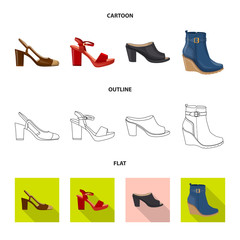Vector illustration of footwear and woman symbol. Set of footwear and foot vector icon for stock.