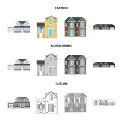 Vector design of building and front symbol. Set of building and roof vector icon for stock.