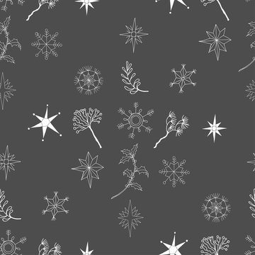 Seamless Pattern with Christmas Snowflakes