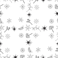 Seamless Pattern with Christmas Snowflakes