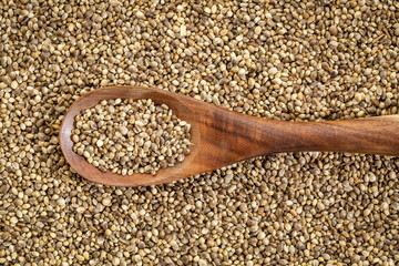 hemp seed spoon and background