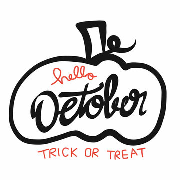 Hello October word in pumpkin vector illustration