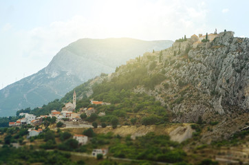 Fortress of Klis and old village in Croatia.