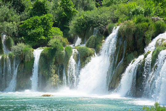 Beautiful view of waterfall in KRKA national park, Croatia.