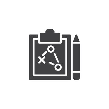 Planning Vector Icon. Filled Flat Sign For Mobile Concept And Web Design. Strategy Clipboard And Pen Simple Solid Icon. Symbol, Logo Illustration. Pixel Perfect Vector Graphics