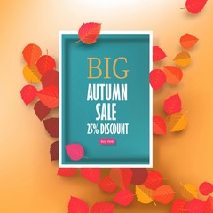 Autumn sale background template. Layouts for shopping sale or promo poster and frame leaflet or web banner
