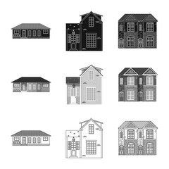 Isolated object of building and front icon. Set of building and roof vector icon for stock.