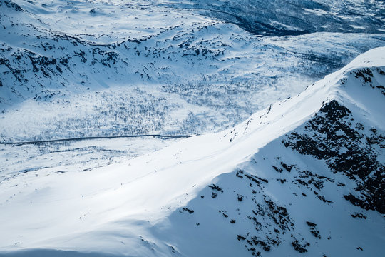 winter mountain landscape with snow