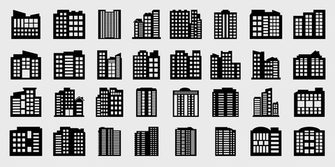 Company Icons set, Big Building Vector illustration