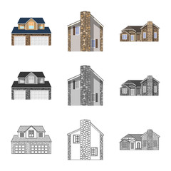 Vector design of building and front logo. Set of building and roof stock vector illustration.