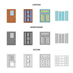 Naklejka premium Isolated object of door and front symbol. Set of door and wooden vector icon for stock.