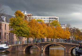 Grey clouds Autumnal colours Amsterdam