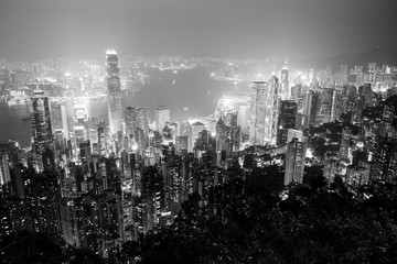 hong kong peak view ultra wide bw