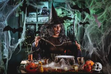 Fototapeta na wymiar Witch Sends Evil Makes