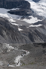 Dramatic landscape of Athabasca Glacier in the Columbia Icefields