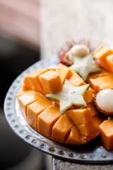 Juicy mango and rambutan