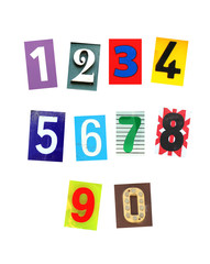 Numbers 0 to 9 on white background