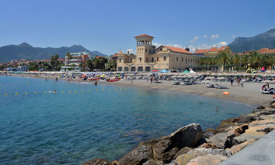 veduta panoramica di alcuni angoli delle spiagge di Loano, liguria, Italia