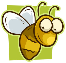 Cartoon cute yellow smiling bee vector icon