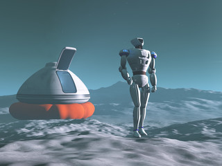 Robot explorando un planeta © anibal