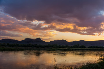 Fototapeta na wymiar Landscapes of the Orange River at Sunrise 