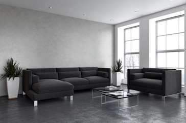 Naklejka na ściany i meble large luxury modern bright interiors apartment Living room illustration 3D rendering computer generated image