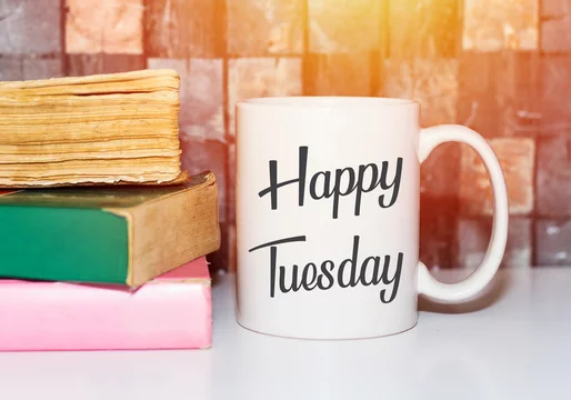 Happy Tuesday word abstract in vintage letterpress wood type against  textured handmade paper with a cup of coffee, cheerful greetings Stock  Photo - Alamy