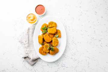Healthy vegetarian nuggets with carrots, cauliflower and spinach. Vegetable nuggets. Vegan food....