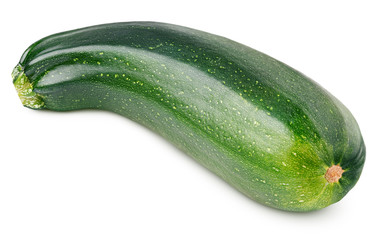 Ripe zucchini or courgette isolated on white background with clipping path