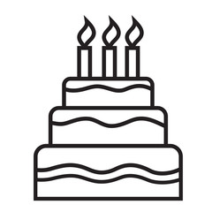 birthday cake icon, stock vector illustration