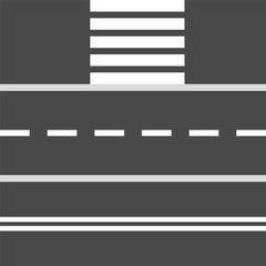 Set of road stretch and crosswalk design elements, stock vector illustration