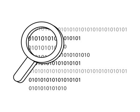 outline magnifying glass programming code technology