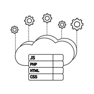 outline cloud data with gears and programming code