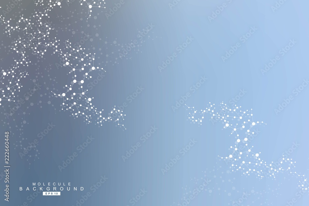 Aufkleber structure molecule and communication. dna, atom, neurons. abstract polygonal structure with connecti