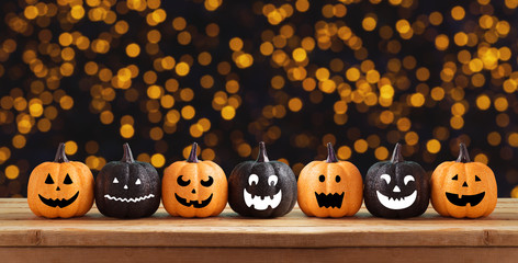 Halloween background with glitter pumpkin characters decor