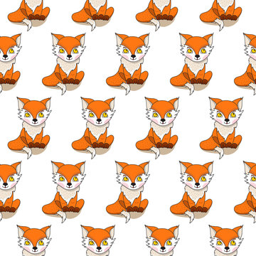Seamless pattern with foxes. Vector.