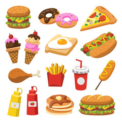 Set of traditional food. Let's eat something delicious tasty food. Icons for menu logos and labels.