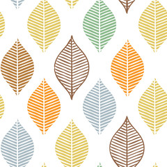 Cute vector fall leaf seamless pattern. Abstract autumn print with leaves. Elegant beautiful nature ornament for fabric, wrapping and textile.