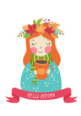 Hello Autumn greeting card design